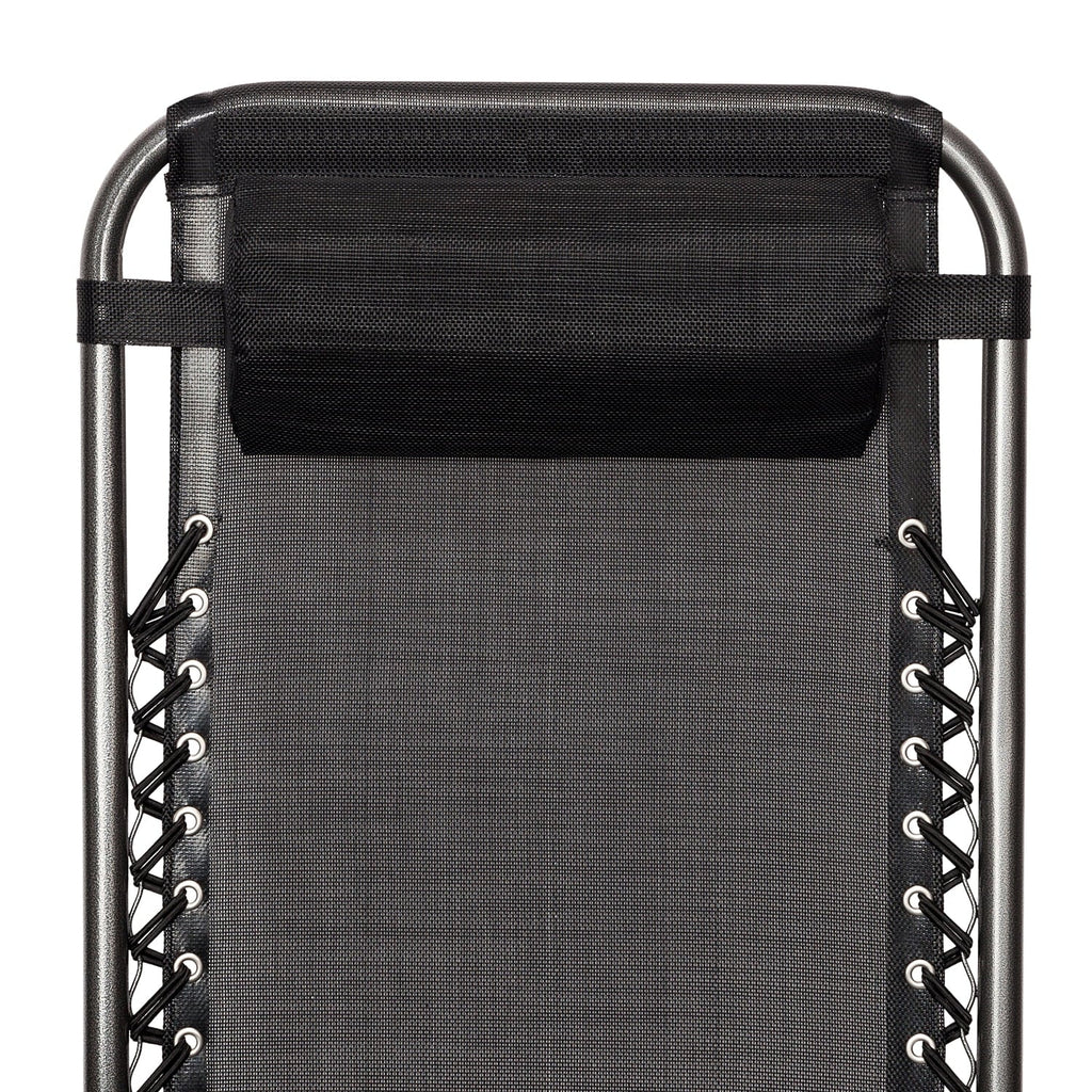 GoDecor Black 2 Pieces Zero Gravity Lounge Chairs with Saucer