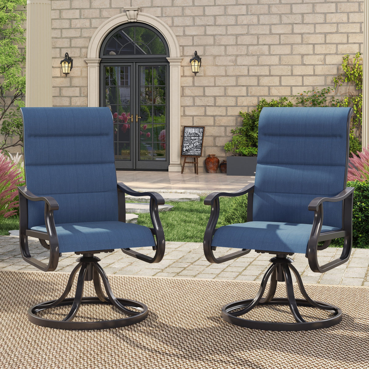 UDPATIO High Back Outdoor Dining Chairs Set of 2, All Weather Swivel Patio Chairs, Breathable Garden Outdoor Furniture for Backyard Deck