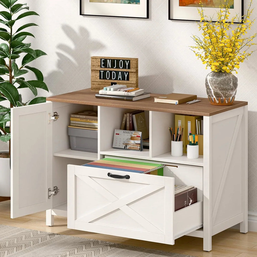 Vabches 2 Drawer Lateral File Cabinet,Mobile Wood office Cabinet for Home Office,Printer Stand with Open Storage Shelves.