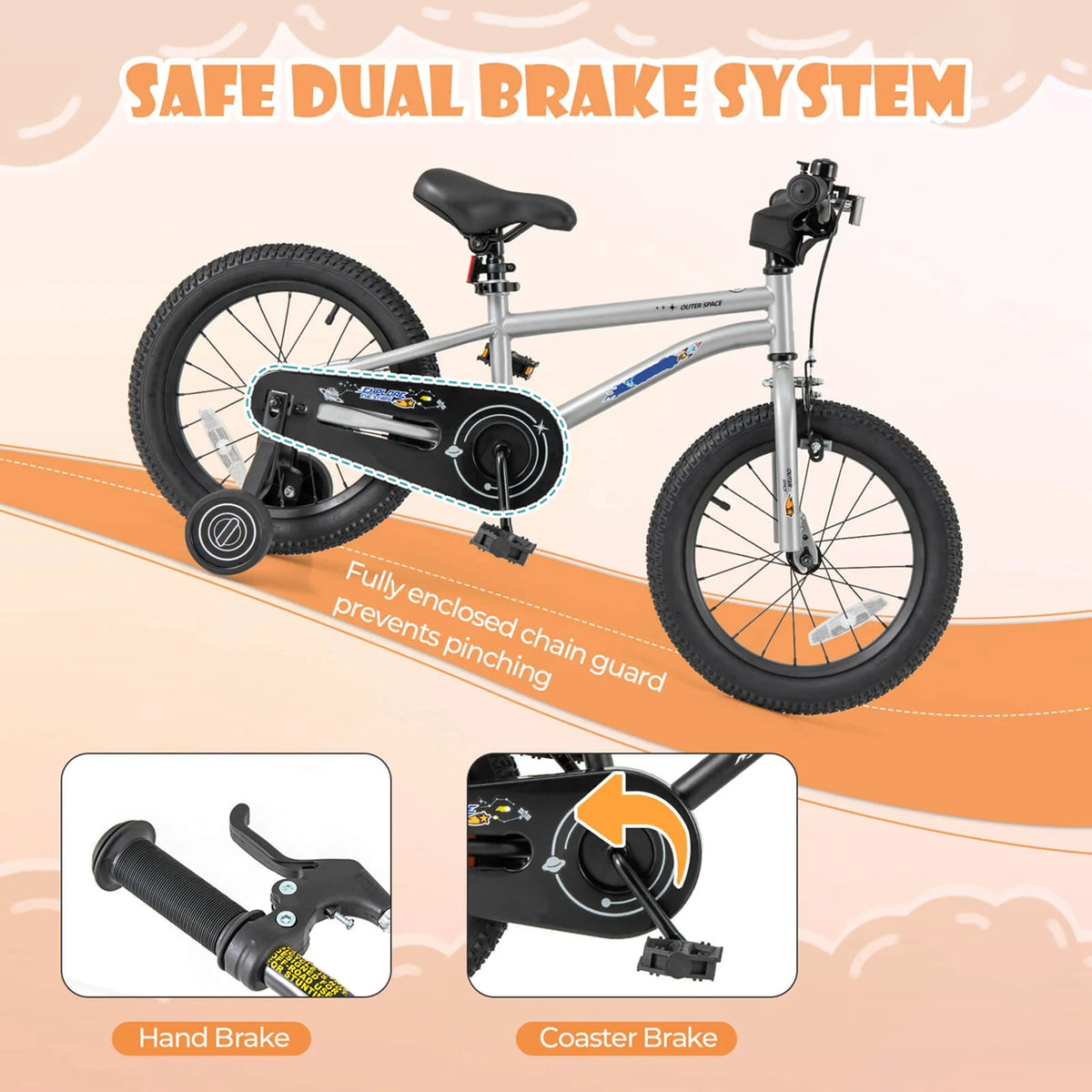 Costway 16-Inch Kid’s Bike for 4-7 Years Old with Adjustable Saddle & Anti-slip Handlebar Black