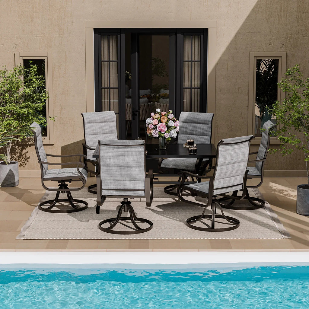 UDPATIO High Back Outdoor Dining Chairs Set of 2, All Weather Swivel Patio Chairs, Breathable Garden Outdoor Furniture for Backyard Deck