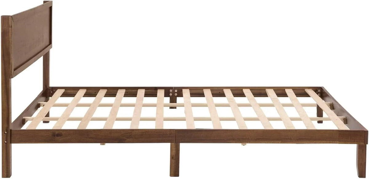BISHE Wood King Size Bed Frame,Wooden King Platform Bed Frame with Headboard,Sturdy Rubber Modern Home Style Bed Frame for Bedroom, King