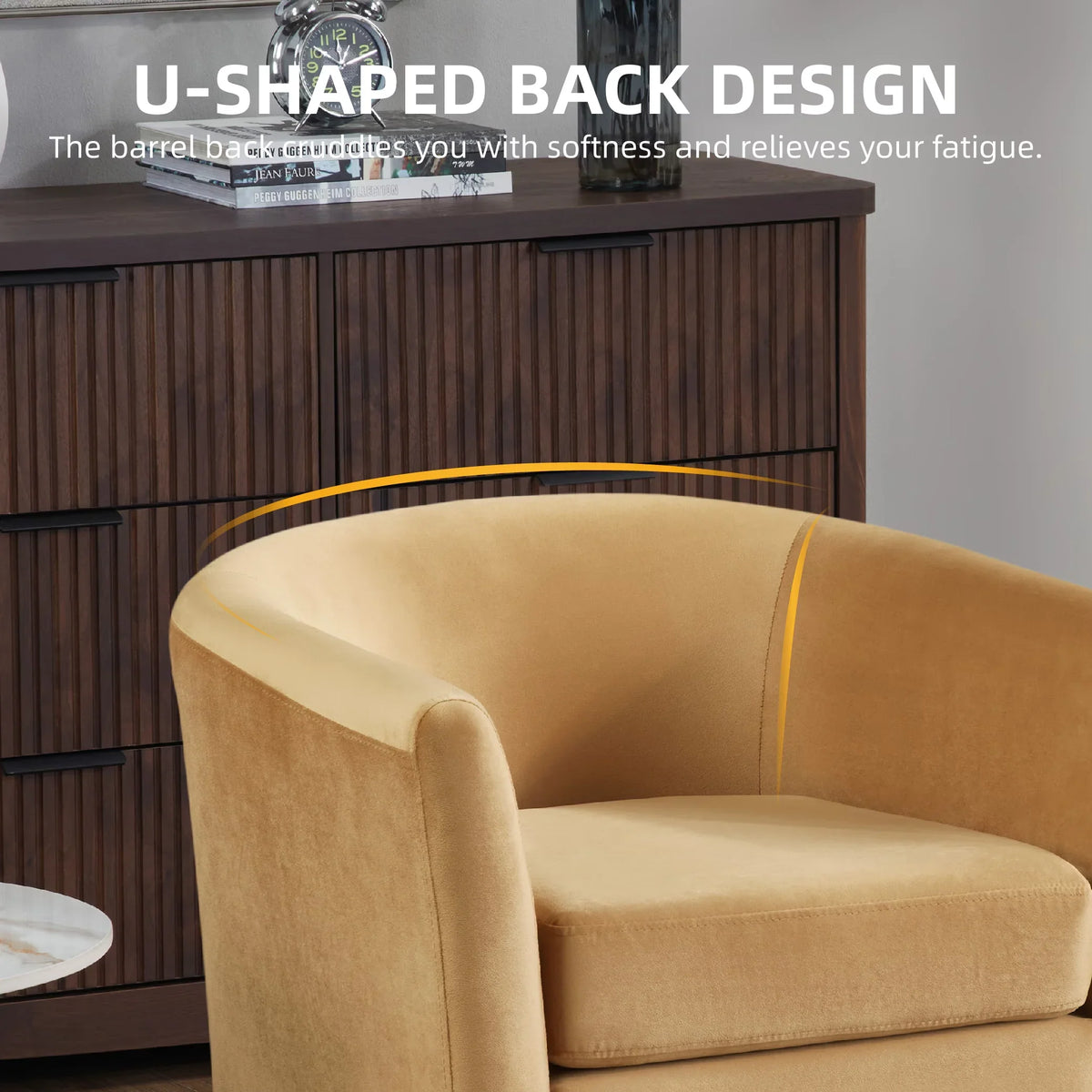 FunniHomi Velvet Accent Chair with Ottoman, Modern Barrel Chair Armchair with Footrest for Living Room, Bedroom and Reading Room, White