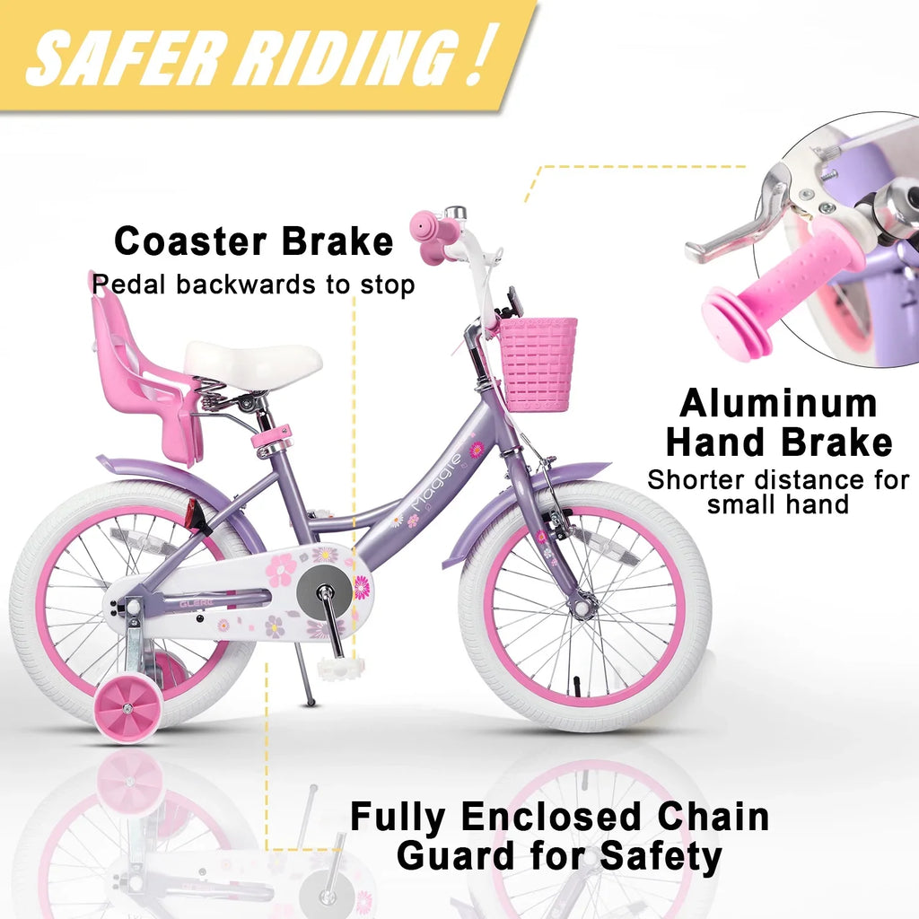 Glerc Maggie 12 inch Kids Girls Bike for Ages 2-4 Years Child, Peach