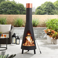 Mainstays 67�?Tall Round Powder-Coated-Black Finish Steel Wood Burning Chiminea