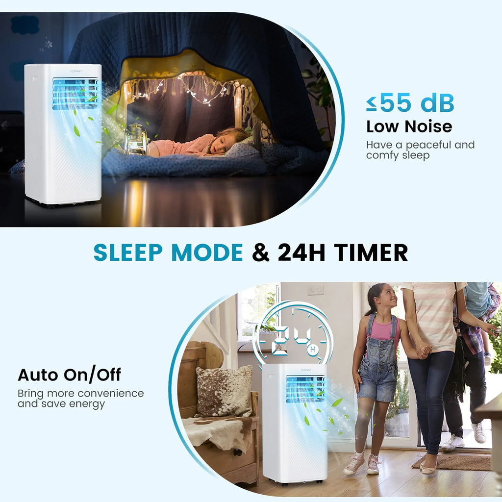 Costway 5000 BTU (8000 BTU ASHRAE) Portable Air Conditioner 4-in-1 AC Unit with Cool Fan Dehum Sleep Mode