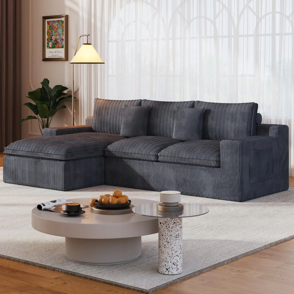 108" Modular Sectional Sofa, Cloud Sectional Couch with Deep Seat, Modern Modular L-Shape Sofa Couch with Chaise,Upholstered Couches for Living Room Bedroom