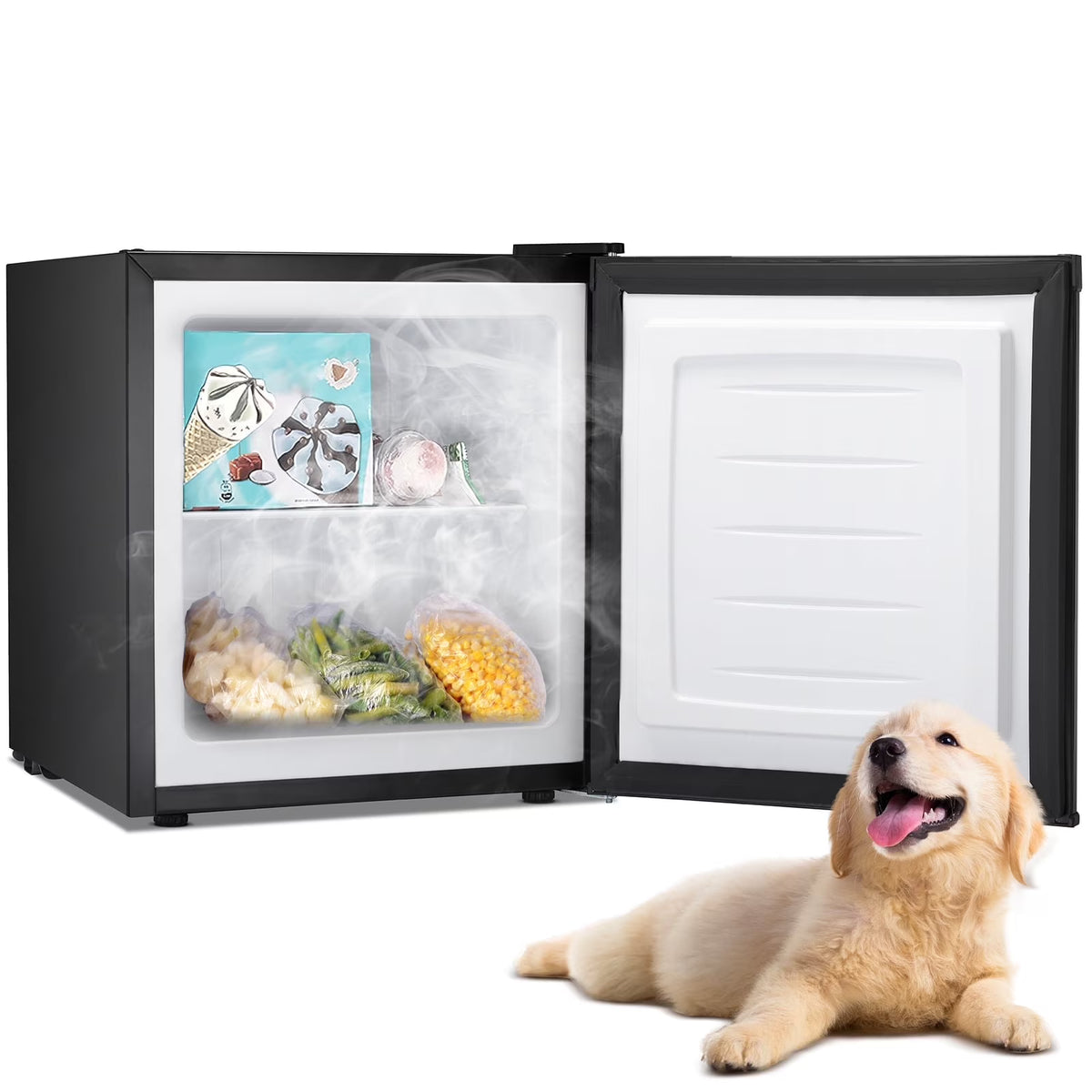 KNDKO Upright Freezer, 1.2cu.ft Mini Freezer with Adjustable Thermostat & Removable Shelves, Stand Up Freezer for Home/Office/Dorm, White