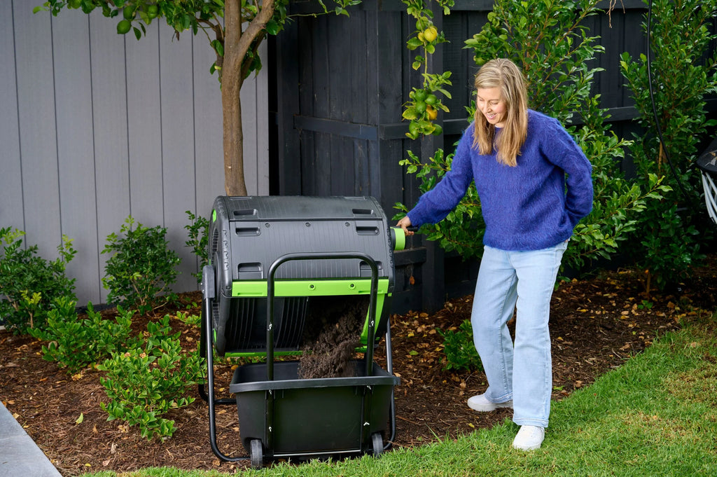 Maze RSI- 48 Gallon Geared Two Compartment Compost Tumbler and Cart