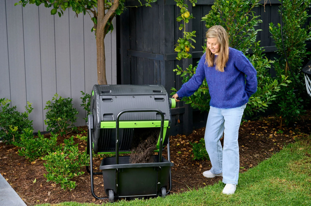 Maze RSI- 48 Gallon Geared Two Compartment Compost Tumbler and Cart