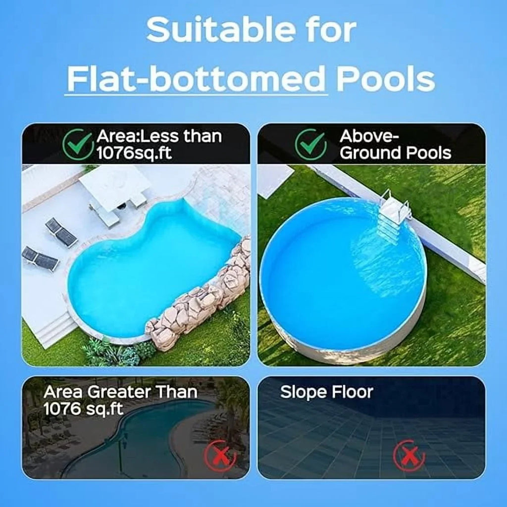 2025 New Upgraded WYBOT A1 Cordless Robotic Pool Vacuum Cleaner - Floor-Only Cleaning for Above Ground Flat-Bottom Pools (Up to 1,076 sq. ft), 120-Min Runtime, Black Green