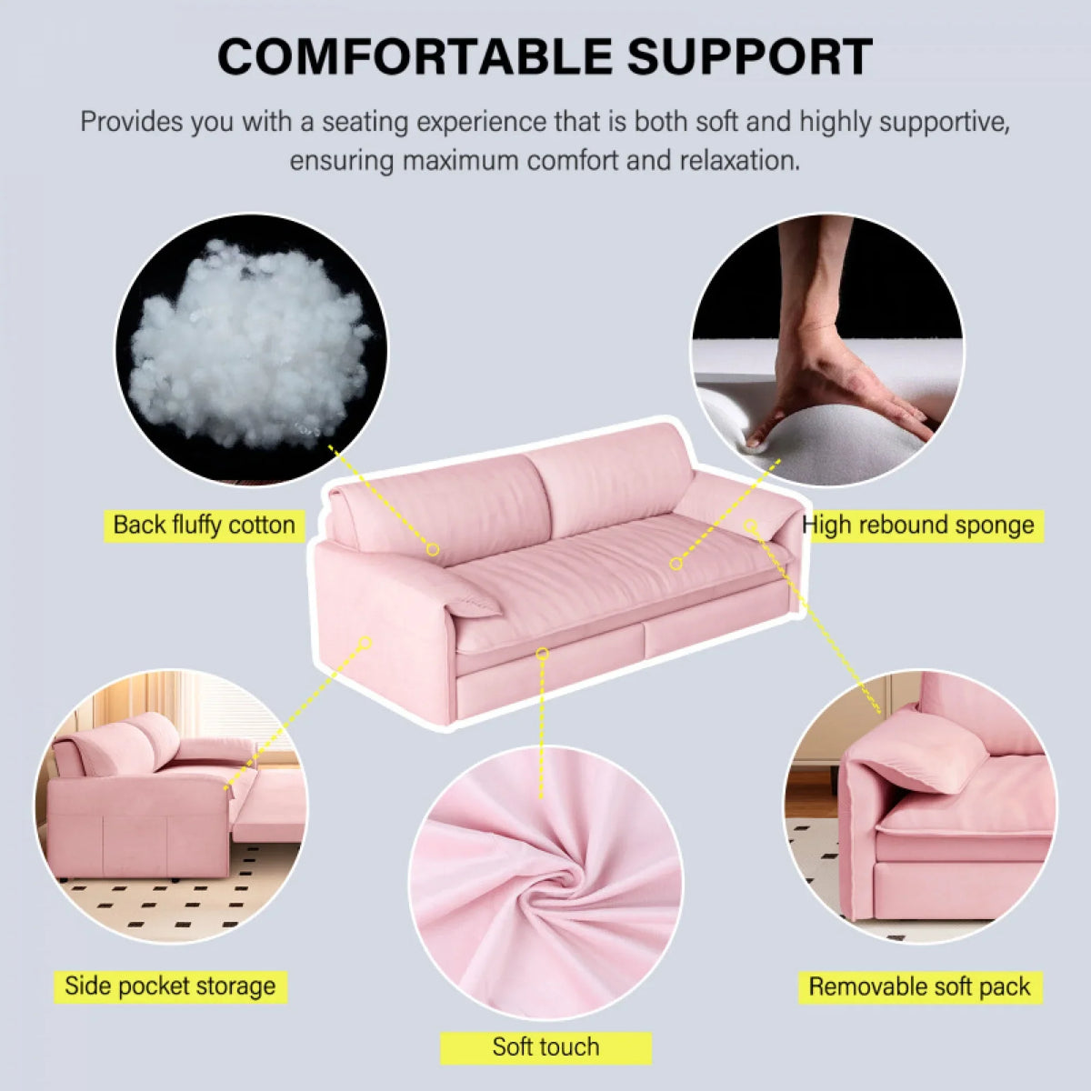 66" Queen Pull Out Sofa Bed, 3-in-1 Convertible Sleeper Sofa with Side Storage,Multi-Functional Velvet Loveseat Bed for Living Room,Bedroom