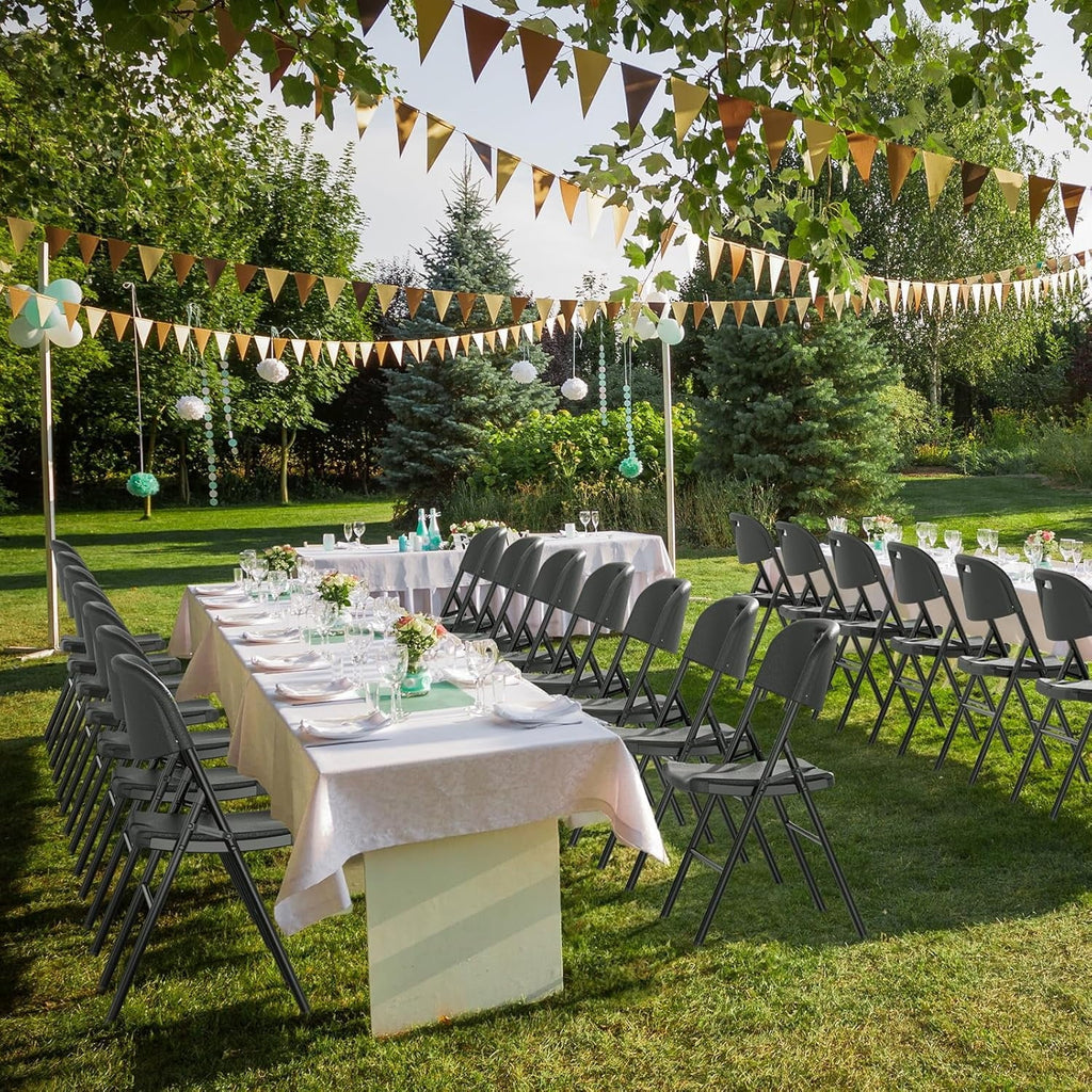 DYUKFG Folding Chairs, Heavy Duty Foldable Chair Portable HDPE Plastic Seat with Steel Frame for Indoor Outdoor Dinning Party Wedding School Use, White, 6 Pack