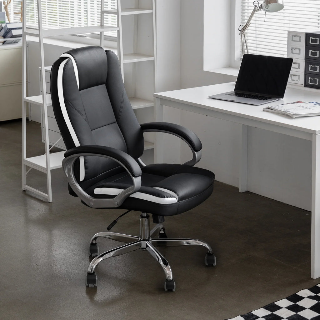 NEO CHAIR Home Office Chair, Heavy Duty Leather Office Chair, Ergonomic High Back Cushion Lumbar Back Support, Computer Desk Executive Chair for Work, 8 Hours Comfort, Jet Black