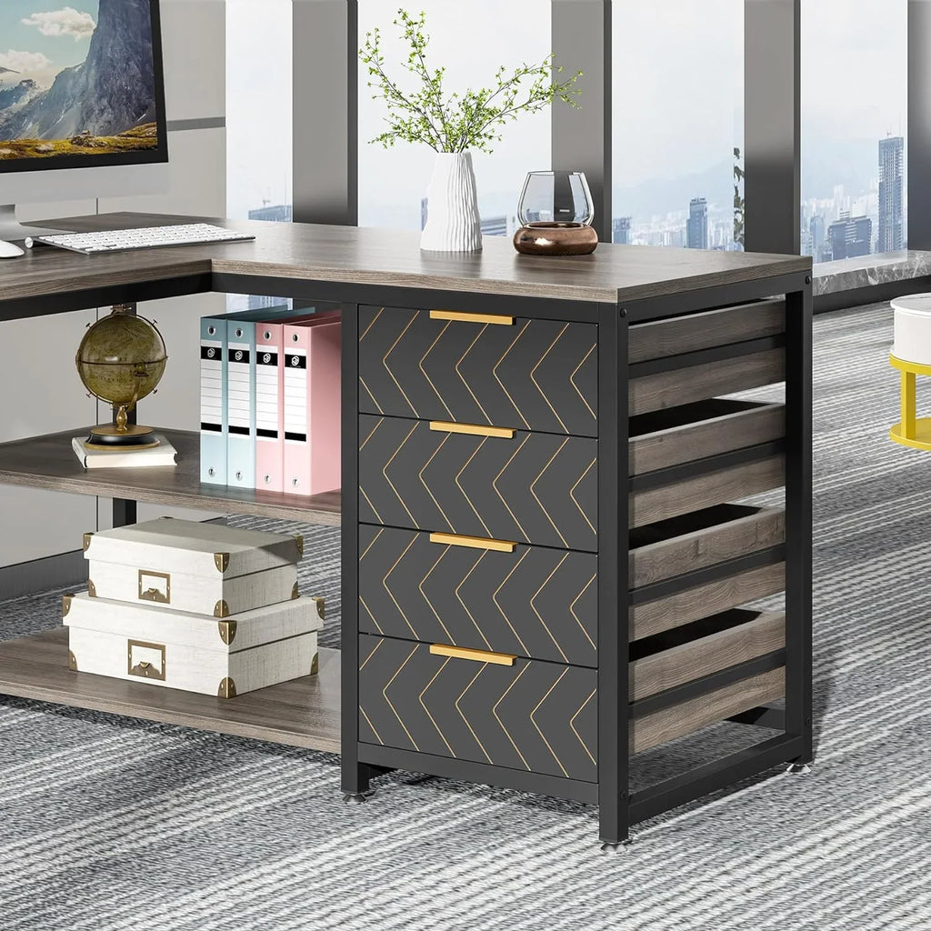 Tribesigns 59" L-Shaped Office Desk, Modern Reversible Computer Study Desk for Home Office, White