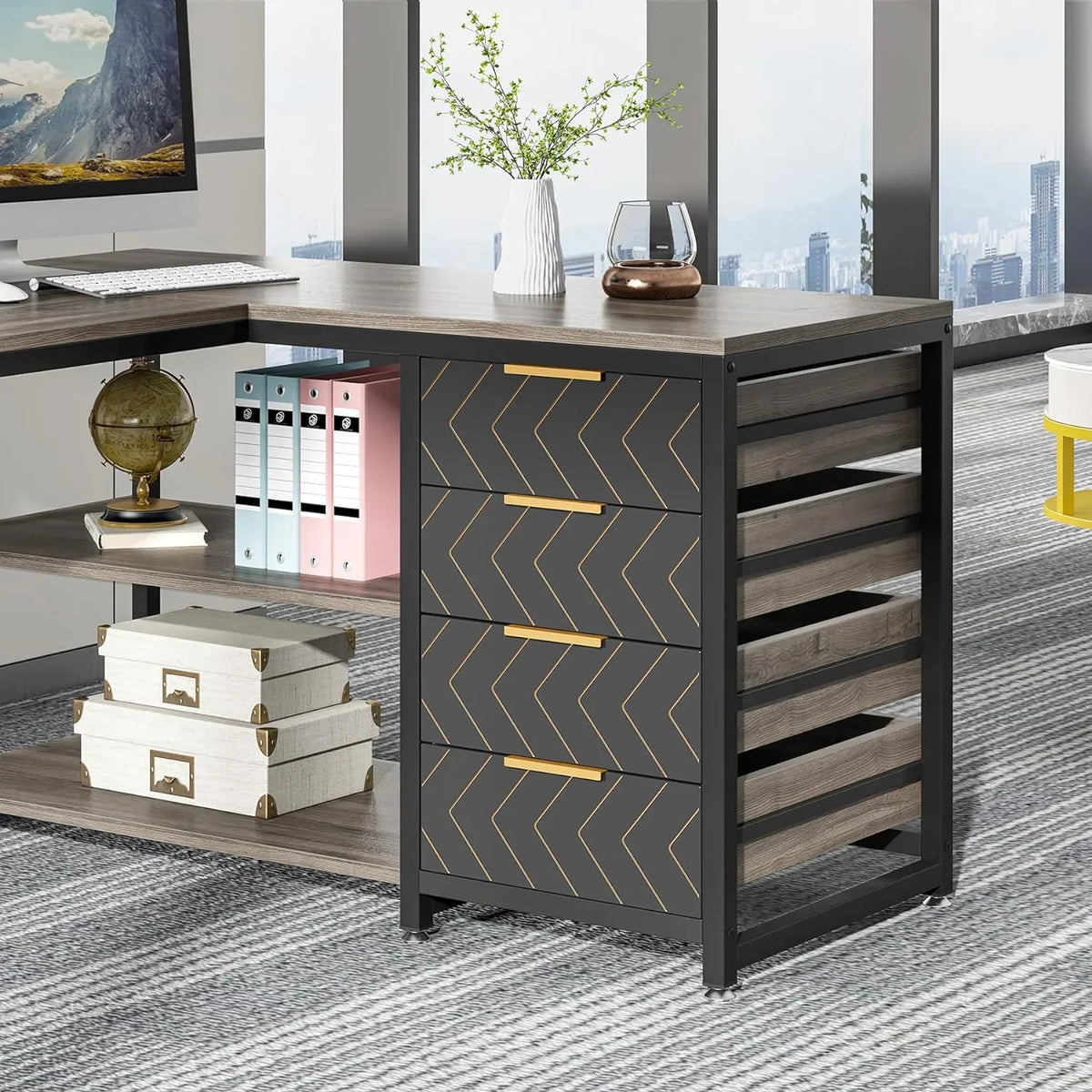 Tribesigns 59" L-Shaped Office Desk, Modern Reversible Computer Study Desk for Home Office, White