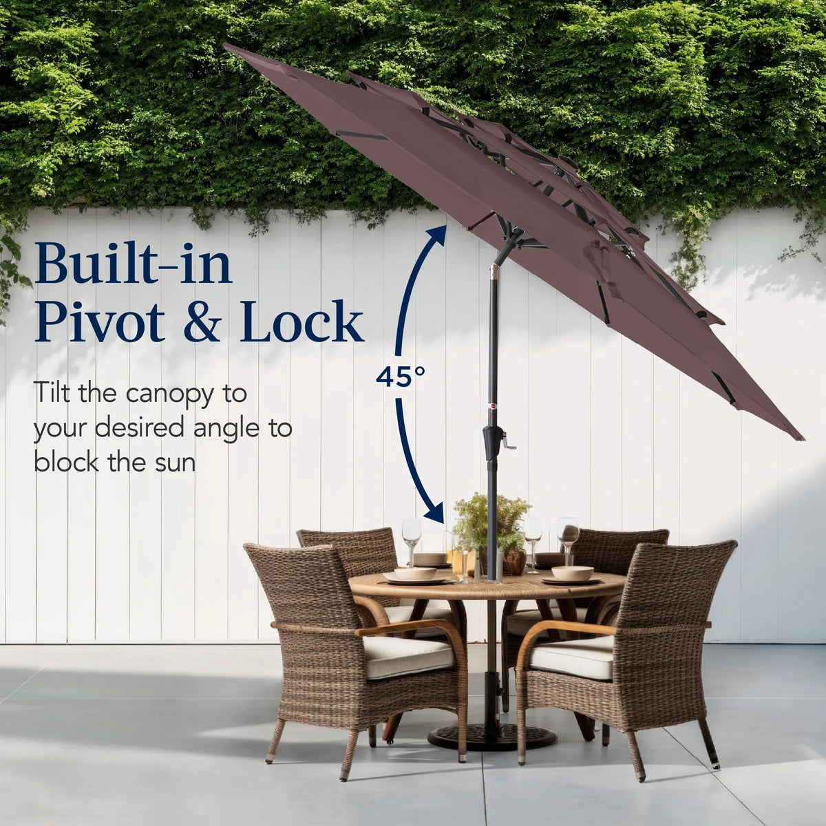 Best Choice Products 10ft 3-Tier Patio Umbrella, Market Sun Shade w/ Tilt Adjustment, Easy Crank - Red