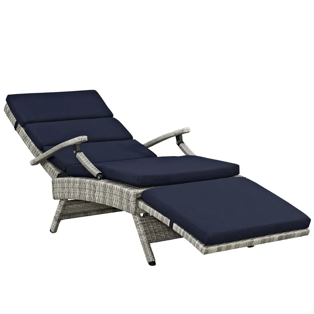 Modway Envisage Chaise Outdoor Patio Wicker Rattan Lounge Chair in Light Gray White