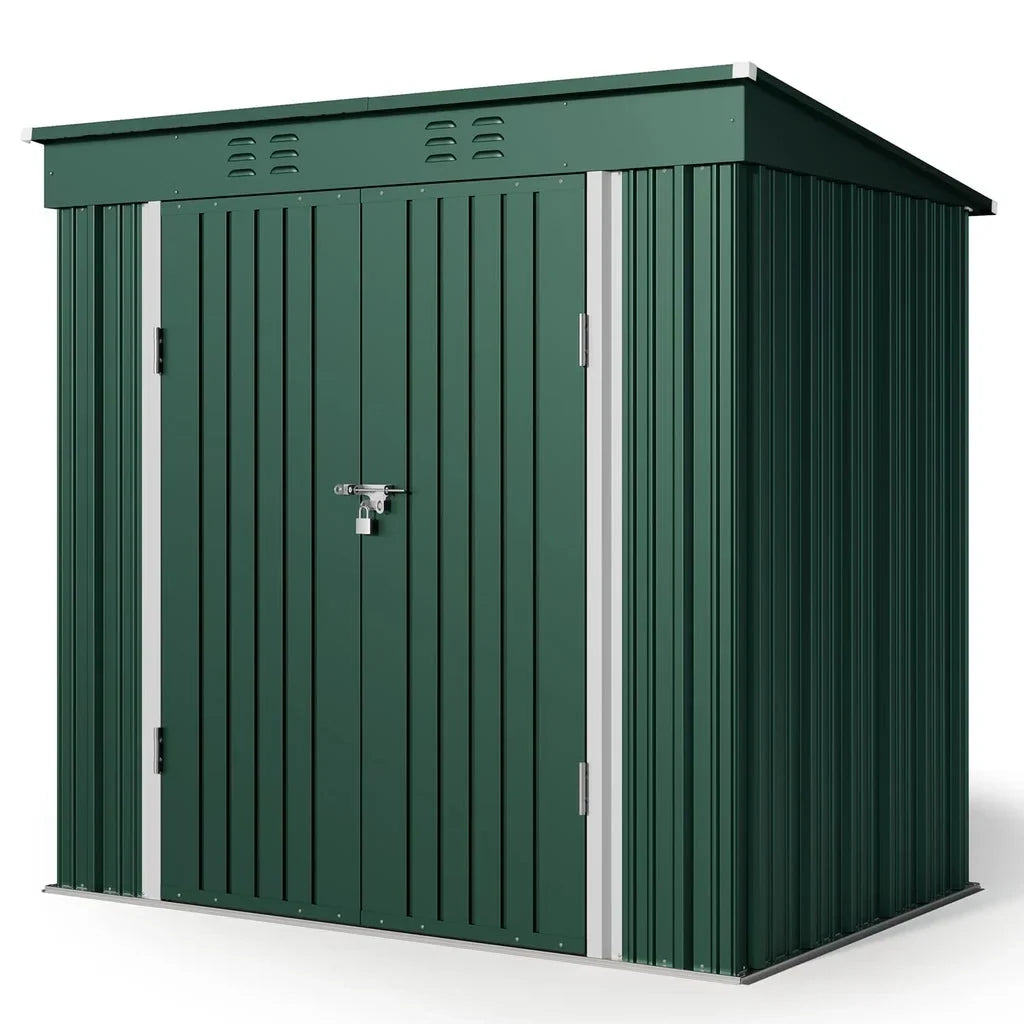 8x6 ft Outdoor Storage Shed on Sale, Sheds & Outdoor Storage with Lockable Doors, Metal Garden Shed by Durable Galvanized Steel for Patio, Lawn - Dark Gray