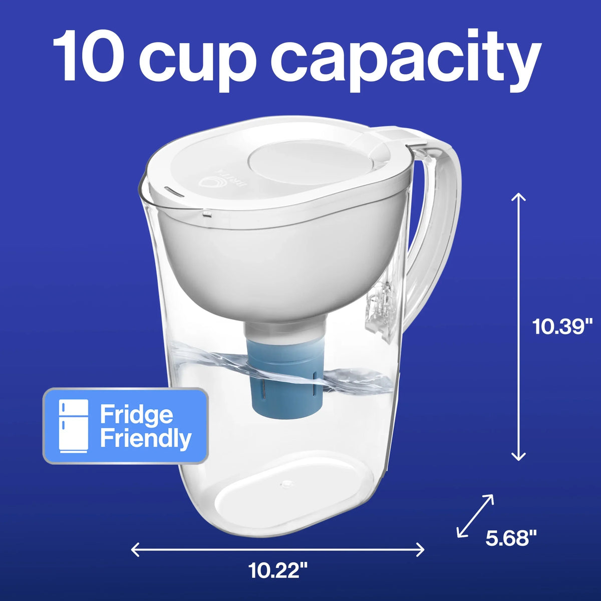 (2 pack) Brita Large 10 Cup White Tahoe Water Filter Pitcher with 1 Brita Elite Filter