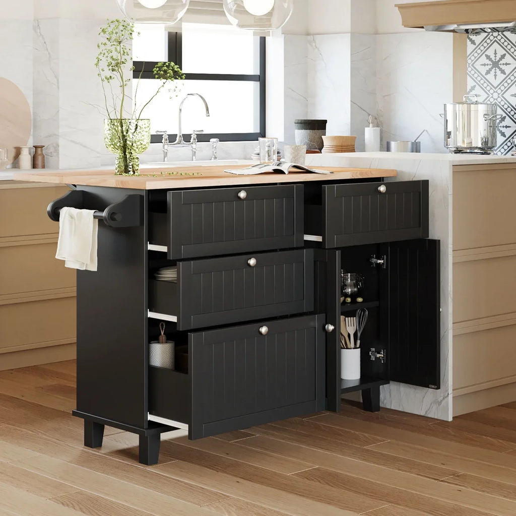Kitchen Island with Storage, Portable Kitchen Island on Wheels with Drop-Leaf and 2 Stools, Built-in 4 Drawers and Towel Rack, Rolling Kitchen Island Cart for Home, Kitchen and Dining Room, White