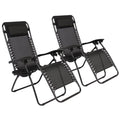 GoDecor Black 2 Pieces Zero Gravity Lounge Chairs with Saucer