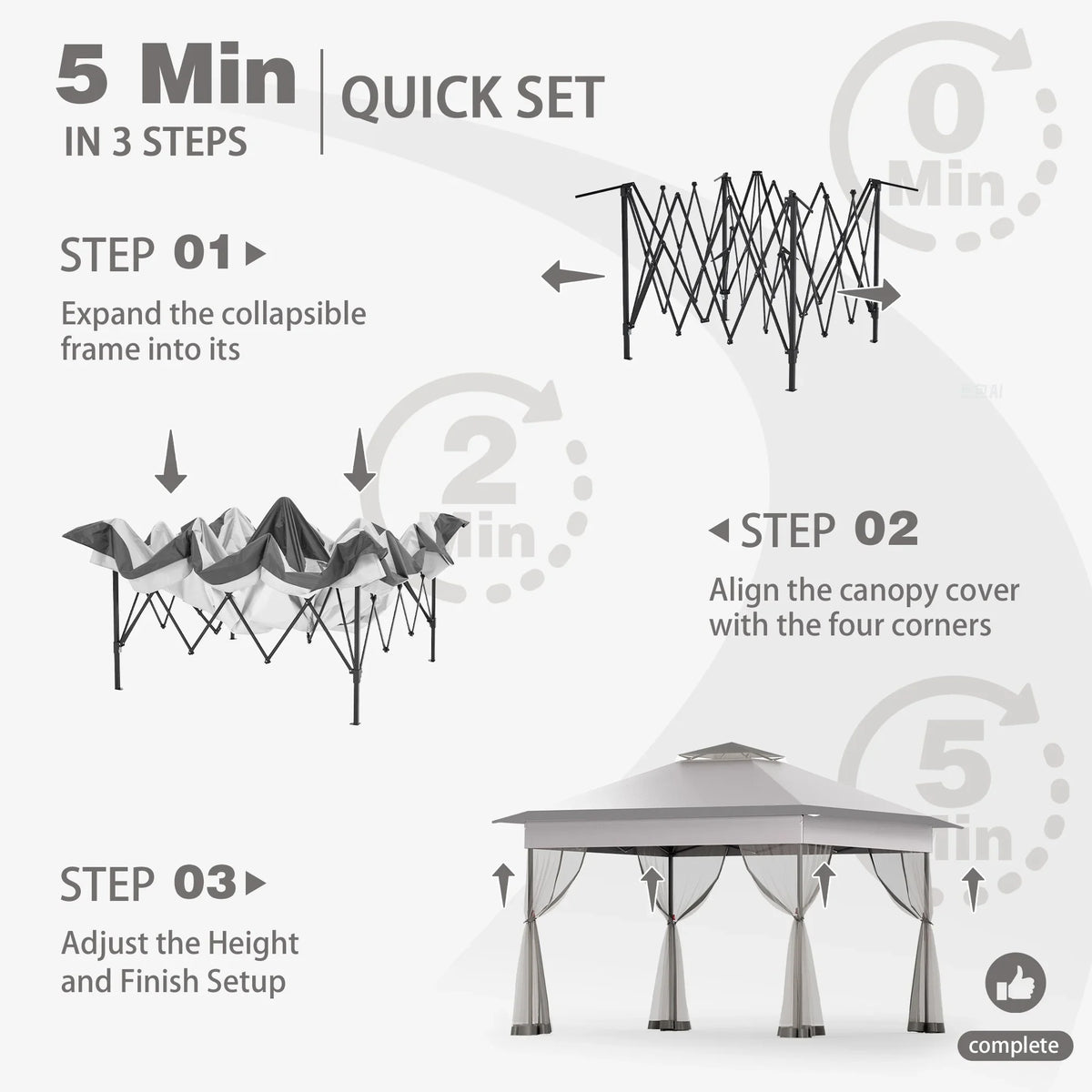 Bezseller 11x11 Pop up Gazebo, Outdoor Waterproof Canopy Tent with Mosquito Netting for Outdoors, Khaki