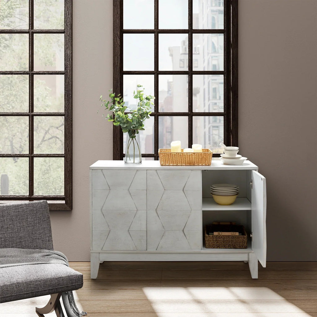 Wooden 45" Sideboard Buffet Cabinet 2 Doors with Adjustable Shelves Living Room Entryway Bedroom Walnut