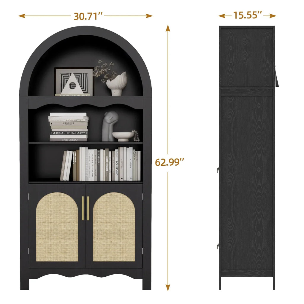 LAZZO 73-Inch Tall Arched Kitchen Pantry Storage Cabinet, 2 Doors, Brown
