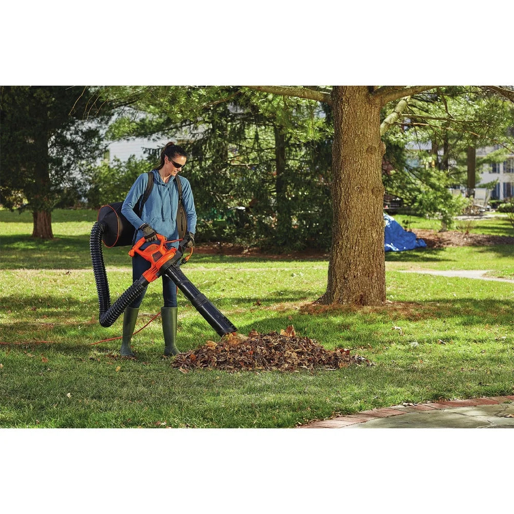 BLACK+DECKER VACPACK 120V/240V 12 Amp Corded 3-in-1 Leaf Blower/Vacuum/Mulcher, (BEBL7000)