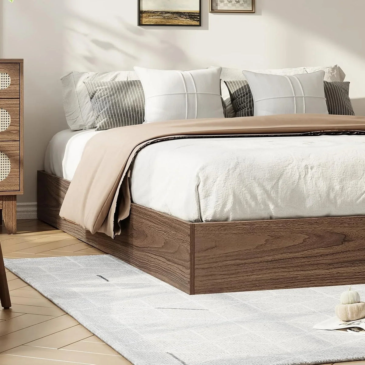 Rugerasy TWIN Size Wood Platform Bed Frame,Wooden Bed Frame Without Headboard,Slat Support,No Box Spring Needed,Easy Assembly,Pine wood