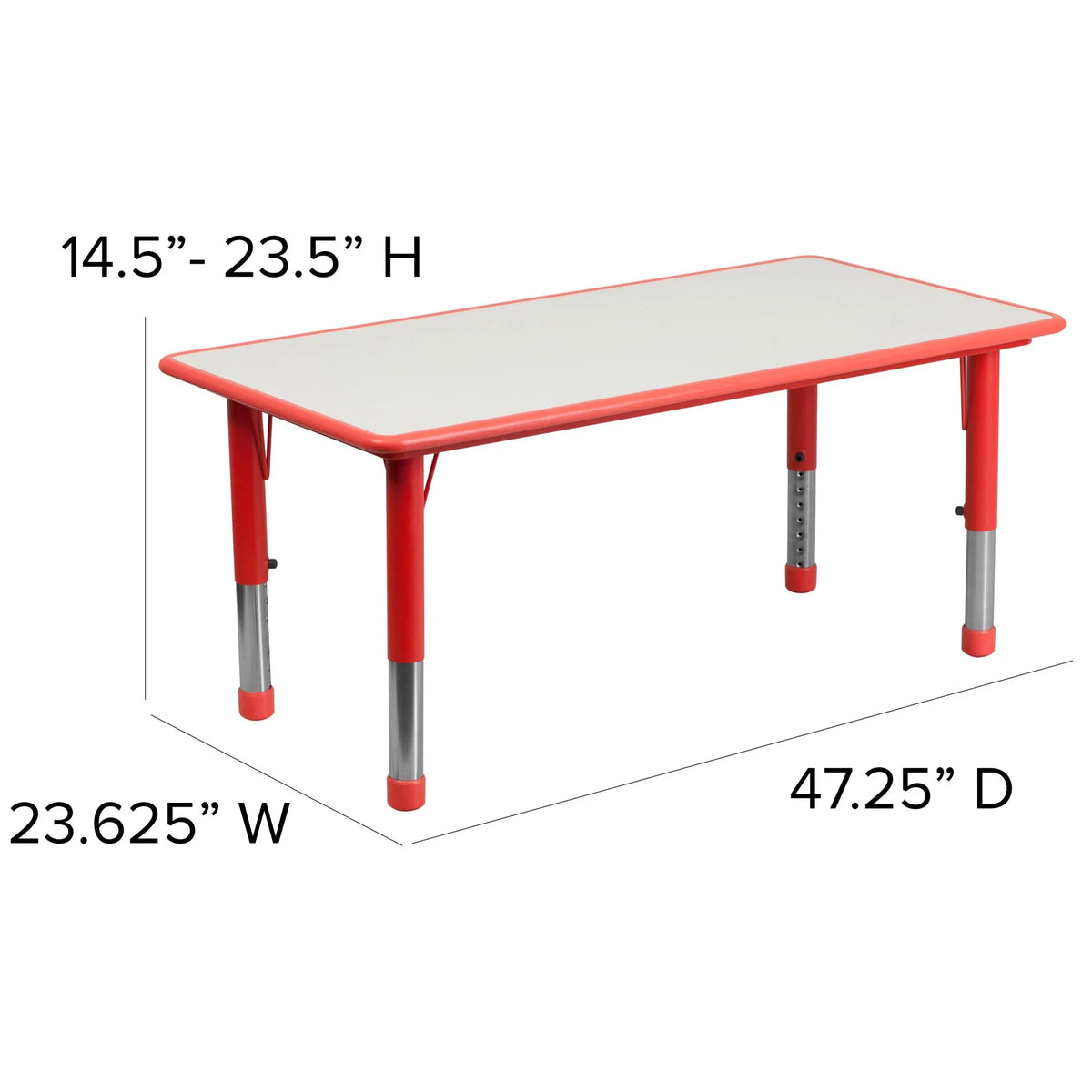 Flash Furniture Emmy Adjustable Classroom Activity Table for Kids with 6 Chairs, Red/Gray
