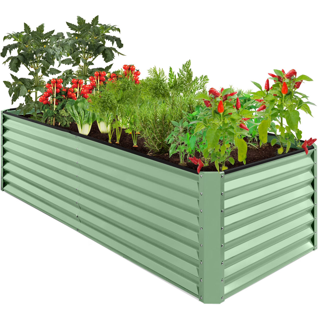 Best Choice Products 8x4x2ft Outdoor Metal Raised Garden Bed, Planter Box for Vegetables, Flowers, Herbs - Gray