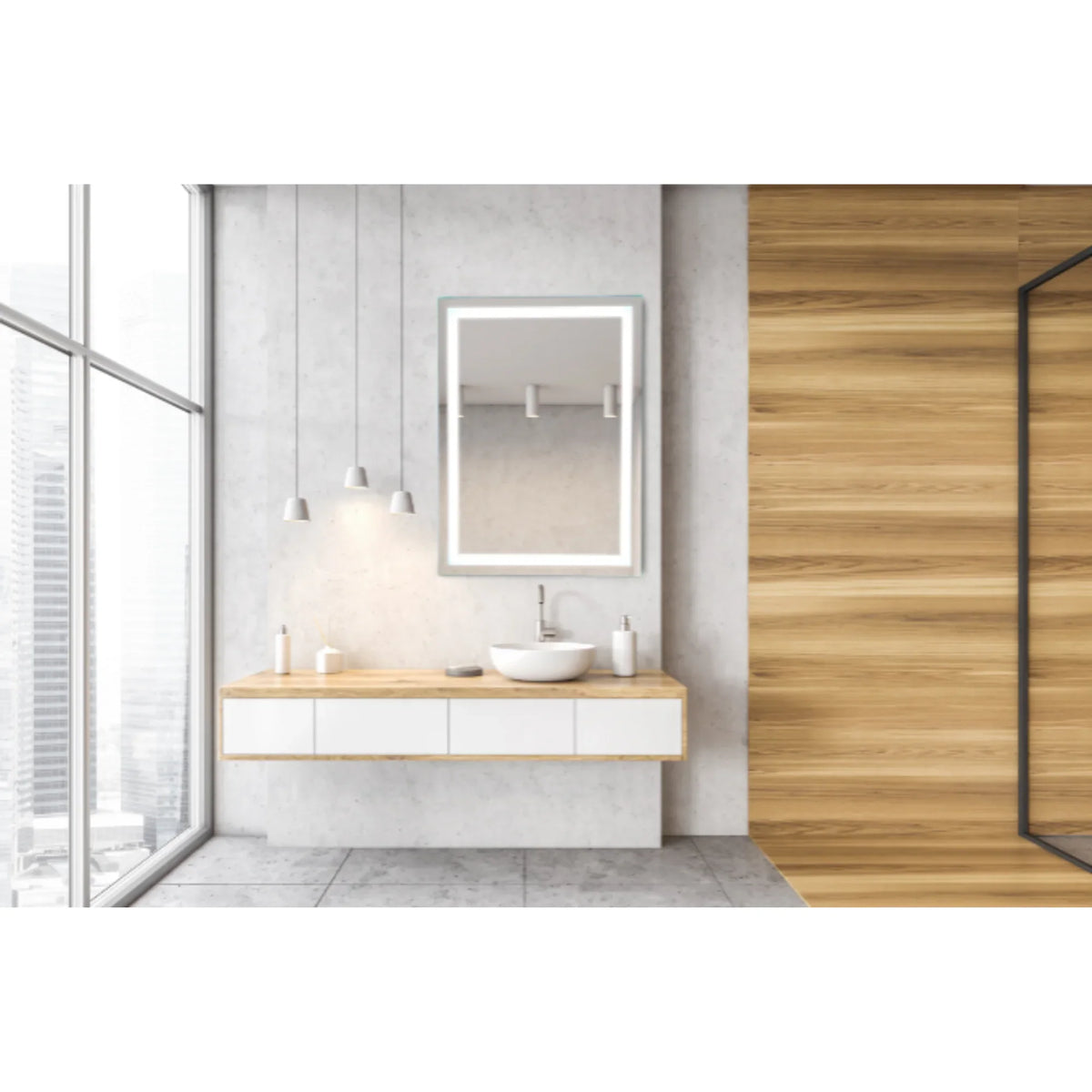 Modern Mirrors Astral Lighted Bathroom Vanity Mirror, Wall Mirror with Dimmable Daylight LED Lighting
