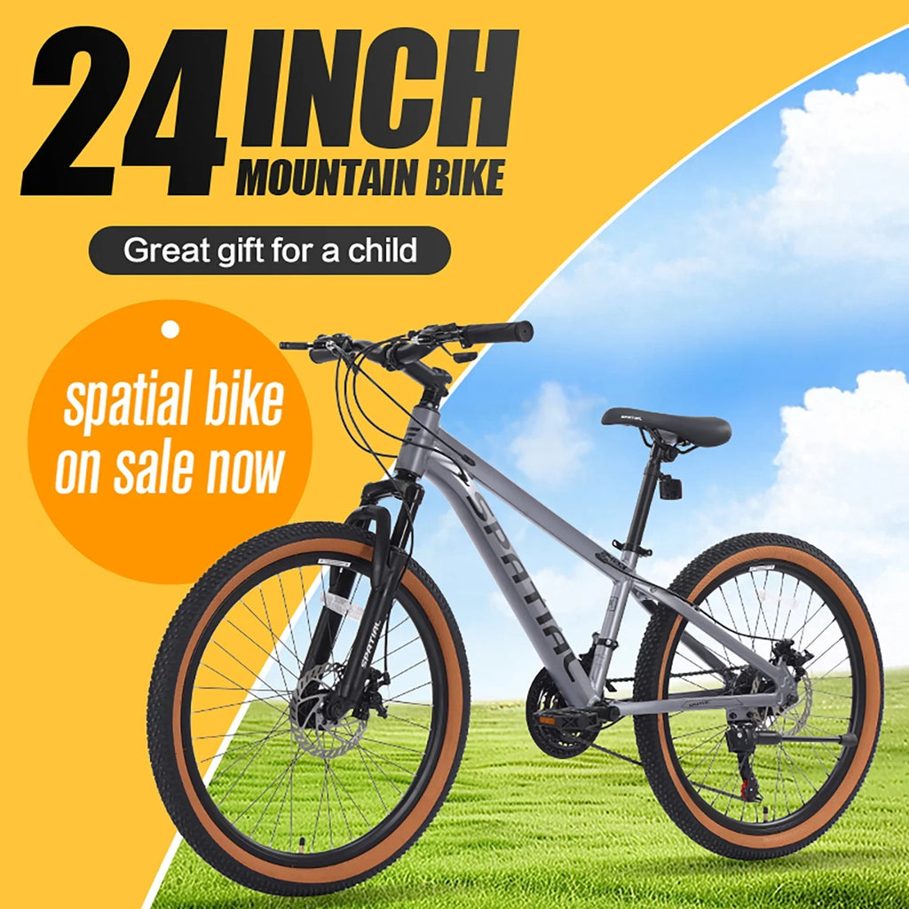 SPATIAL 24 inch Mountain Bicycle for Teenagers,21-Speed Gears MTB Mountain Bikes,Aluminum Frame Dual Disc Brakes