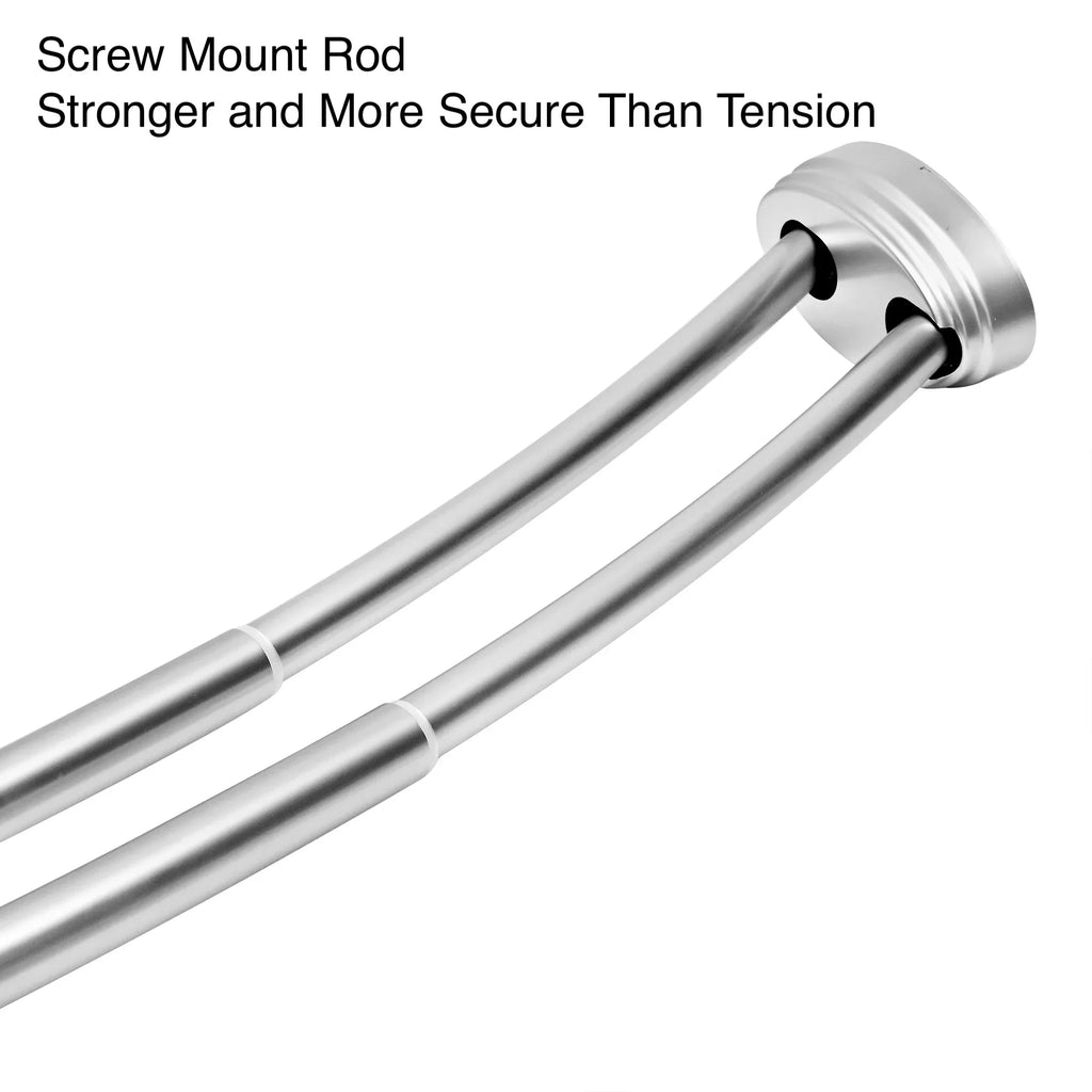 Utopia Alley Rustproof Wall Mounted Aluminum Double Curved Shower Curtain Rod, Screw Mount Rod, Secure Than Tension, Adjustable Shower Rod from 45" to 72", Includes shower liner & hooks (Bronze)