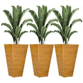 DUOSONG Outsunny 28" Tall Outdoor Planters, Set Of 3 Large Taper Planters With Drainage Holes And Plug, Faux Wood Plastic Flower Pots For Outdoor, Indoor, Garden, Patio, Tan Brown Polypropylene