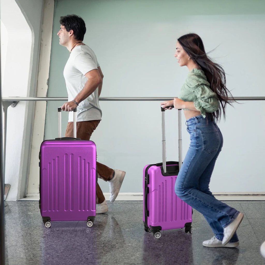Red 3-Piece Hardshell Spinner Luggage Set (20in, 24in, 28in) - Large ABS Suitcase Set with 8 Wheels, Lightweight & Durable for Travel
