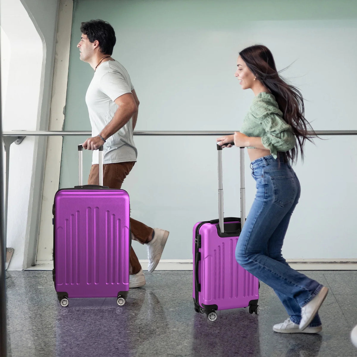 Red 3-Piece Hardshell Spinner Luggage Set (20in, 24in, 28in) - Large ABS Suitcase Set with 8 Wheels, Lightweight & Durable for Travel