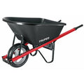 Truper TP-6FF 5.5 cu. ft. Poly Tray Flat Free Wheelbarrow Contractor, Black
