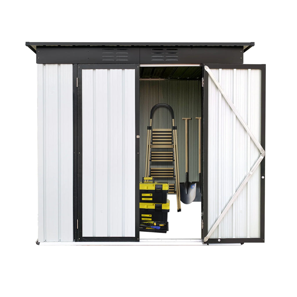 Aukfa Outdoor Storage Shed, 5 X 4 FT Metal Garden Shed, Waterproof Tool Shed for Backyard Patio, Brown