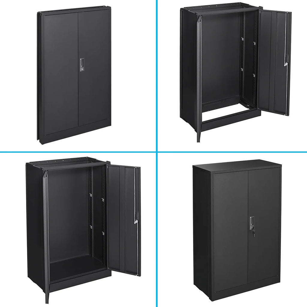 Metal Storage Cabinet with Locking Doors and Adjustable Shelf, Folding Filing Storage Cabinet, Rolling Storage Locker Cabinet for Home Office,School,Garage, White