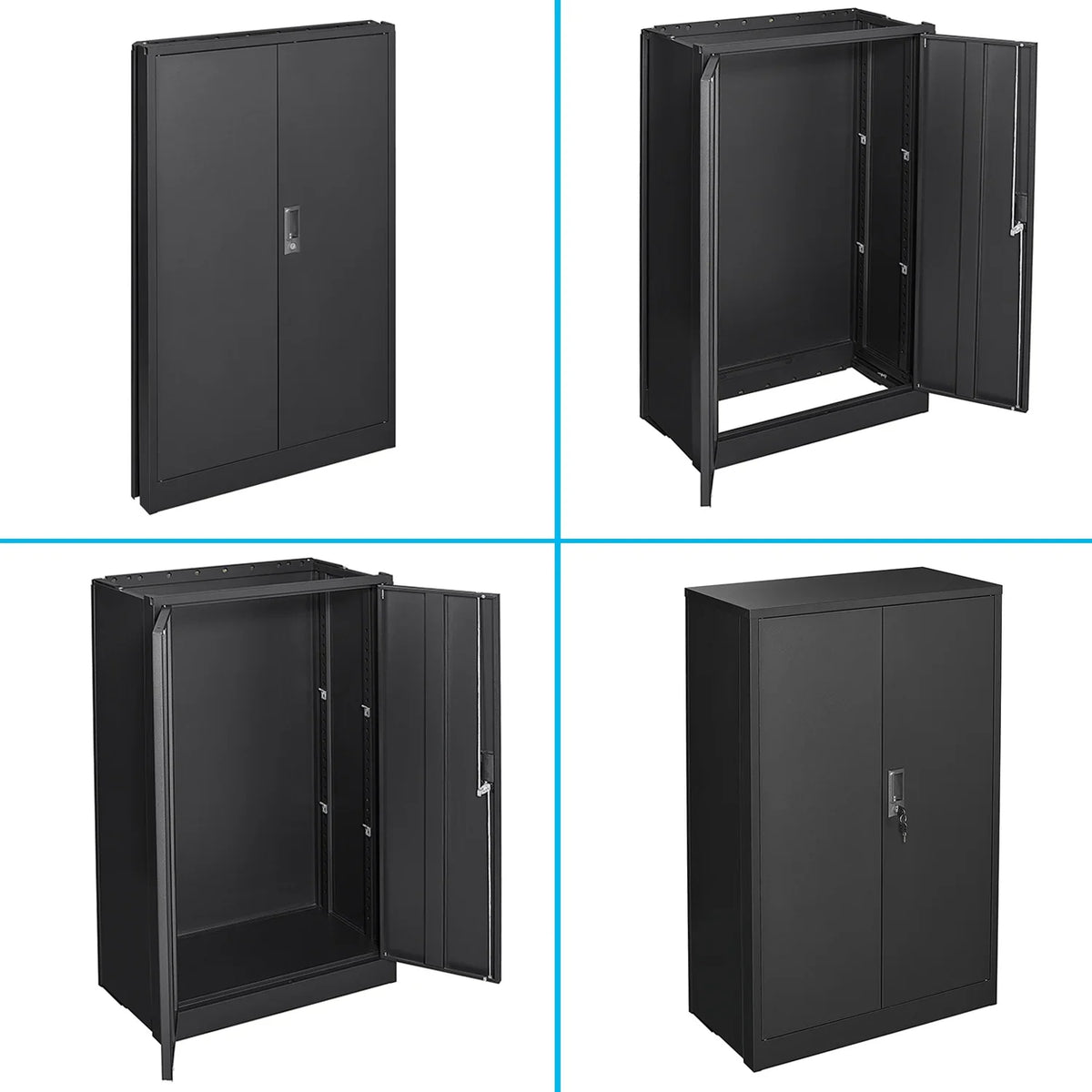 Metal Storage Cabinet with Locking Doors and Adjustable Shelf, Folding Filing Storage Cabinet, Rolling Storage Locker Cabinet for Home Office,School,Garage, White