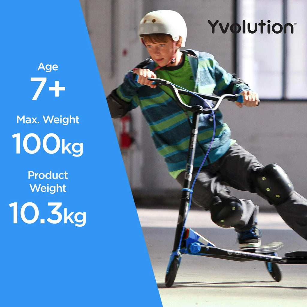 Yvolution Y Fliker Carver C3 Wiggle Scooter for Kids Age 7+ Years. Blue. Unisex