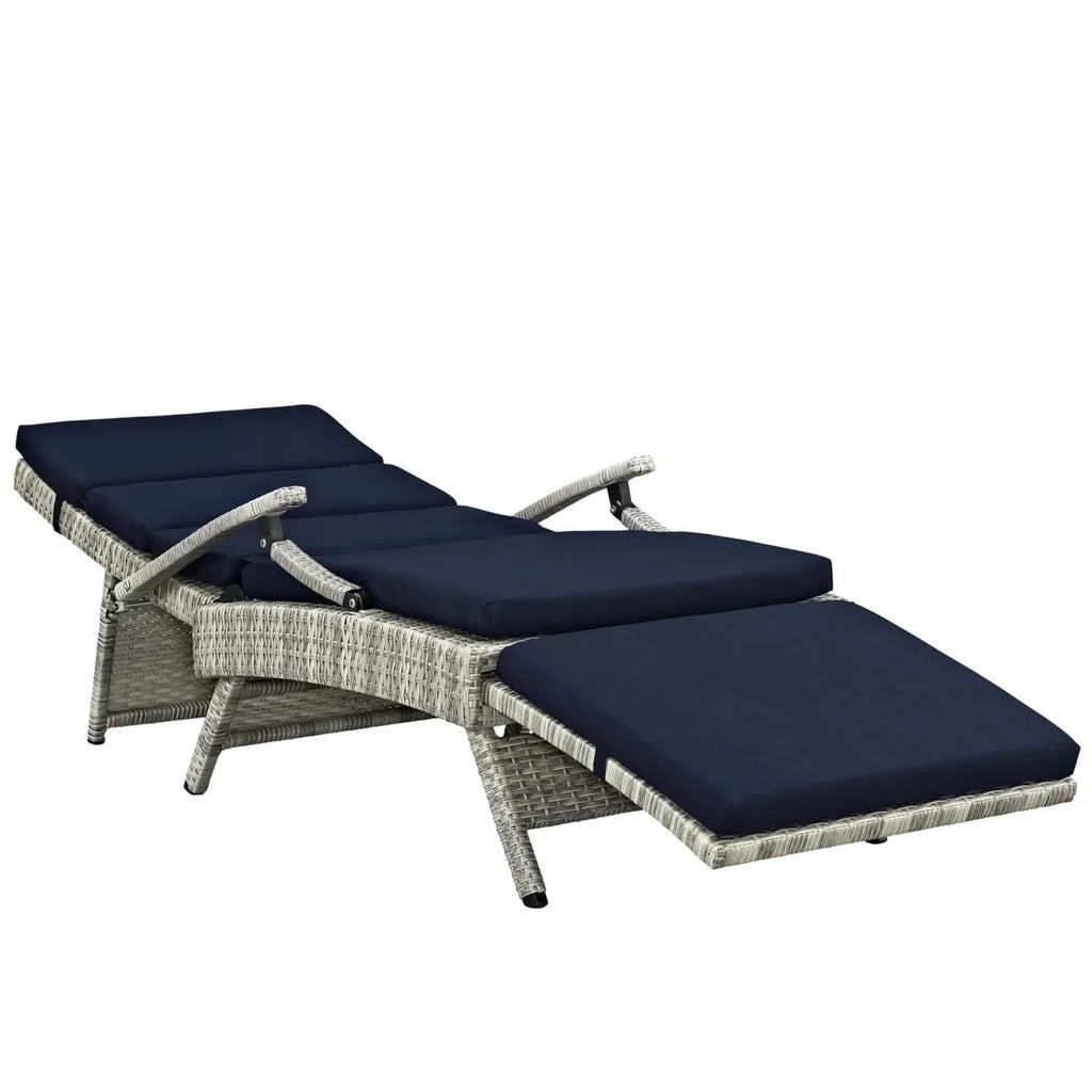 Modway Envisage Chaise Outdoor Patio Wicker Rattan Lounge Chair in Light Gray White