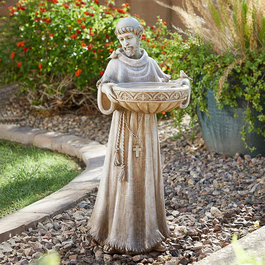 Saint Francis Bird Bath & Feeder Statue, Outdoor D"?cor, 24 Inches