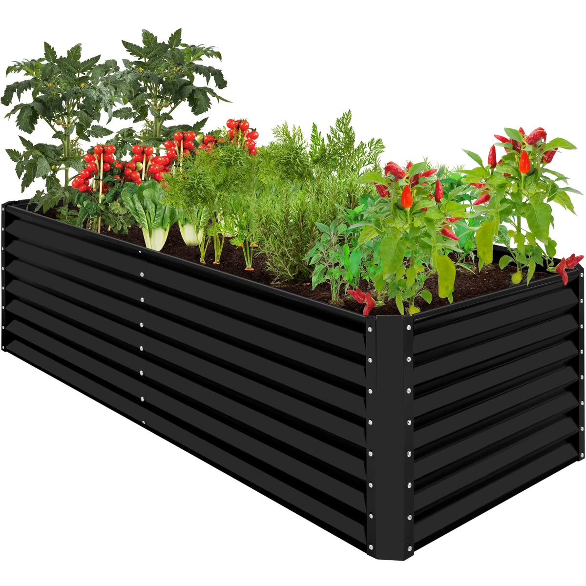 Best Choice Products 8x4x2ft Outdoor Metal Raised Garden Bed, Planter Box for Vegetables, Flowers, Herbs - Gray