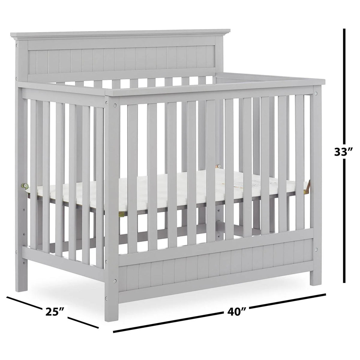 Dream On Me Harbor 4-in-1 Convertible Mini Crib in Pebble Grey. Greenguard Gold Certified