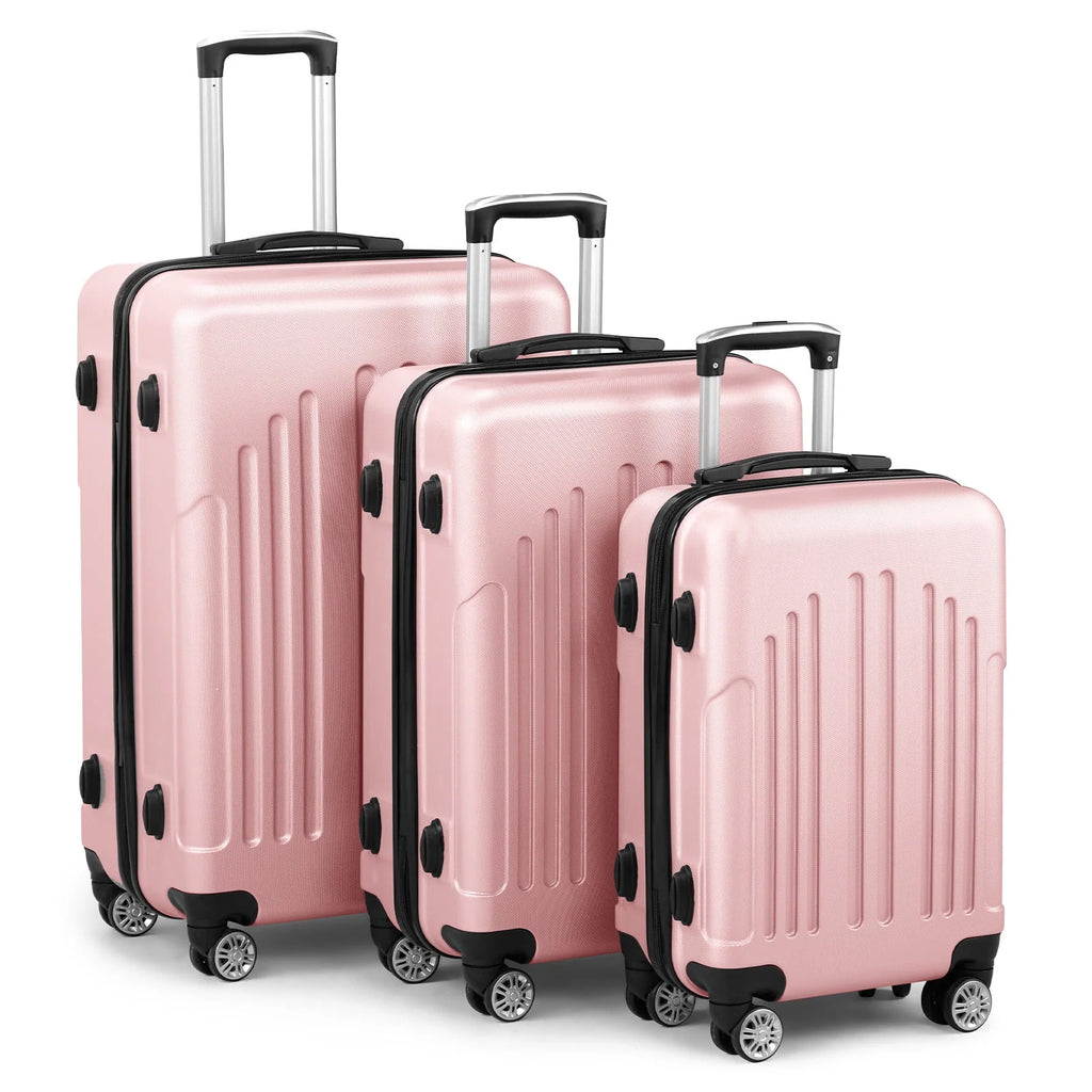 Red 3-Piece Hardshell Spinner Luggage Set (20in, 24in, 28in) - Large ABS Suitcase Set with 8 Wheels, Lightweight & Durable for Travel
