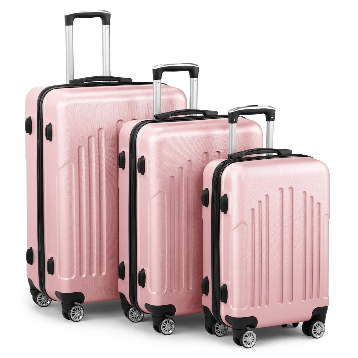 Red 3-Piece Hardshell Spinner Luggage Set (20in, 24in, 28in) - Large ABS Suitcase Set with 8 Wheels, Lightweight & Durable for Travel